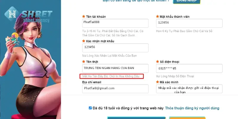 Hội viên chấp hành mọi điều kiện để tạo tài khoản
