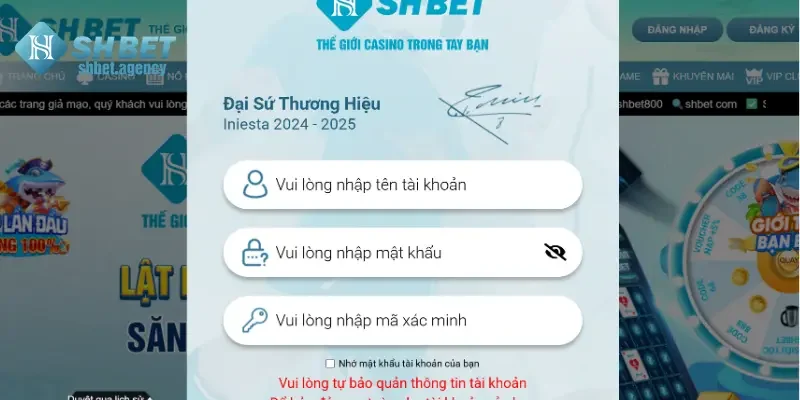 Đăng nhập SHBET cần nhập chuẩn các thông tin cần thiết